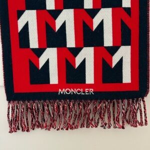 Moncler Red and Dark Blue Geometric Scarf